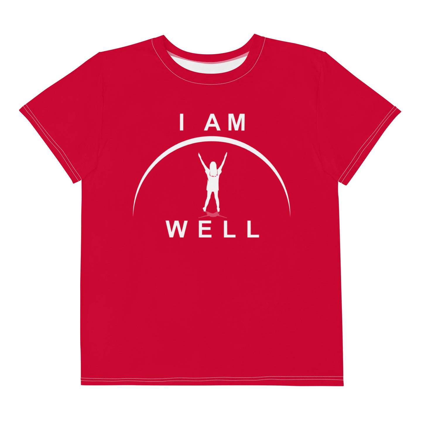 I AM WELL Young Ladies' Crew Neck T-Shirt Red w/ White Logo