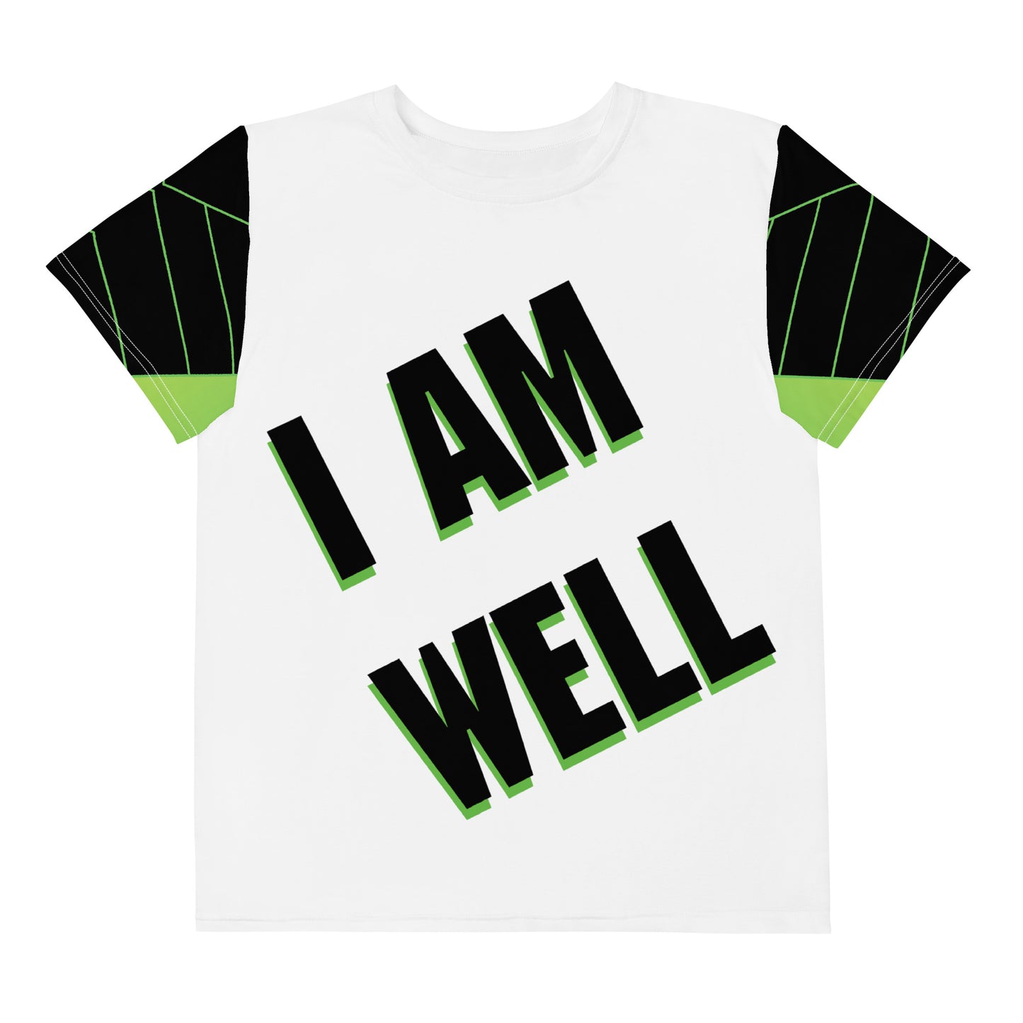 I AM WELL Young Men's Crew Neck T-Shirt Green and Black