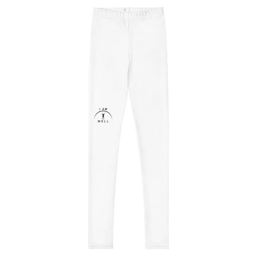 I AM WELL Young Ladies' Leggings White w/ Black Logo