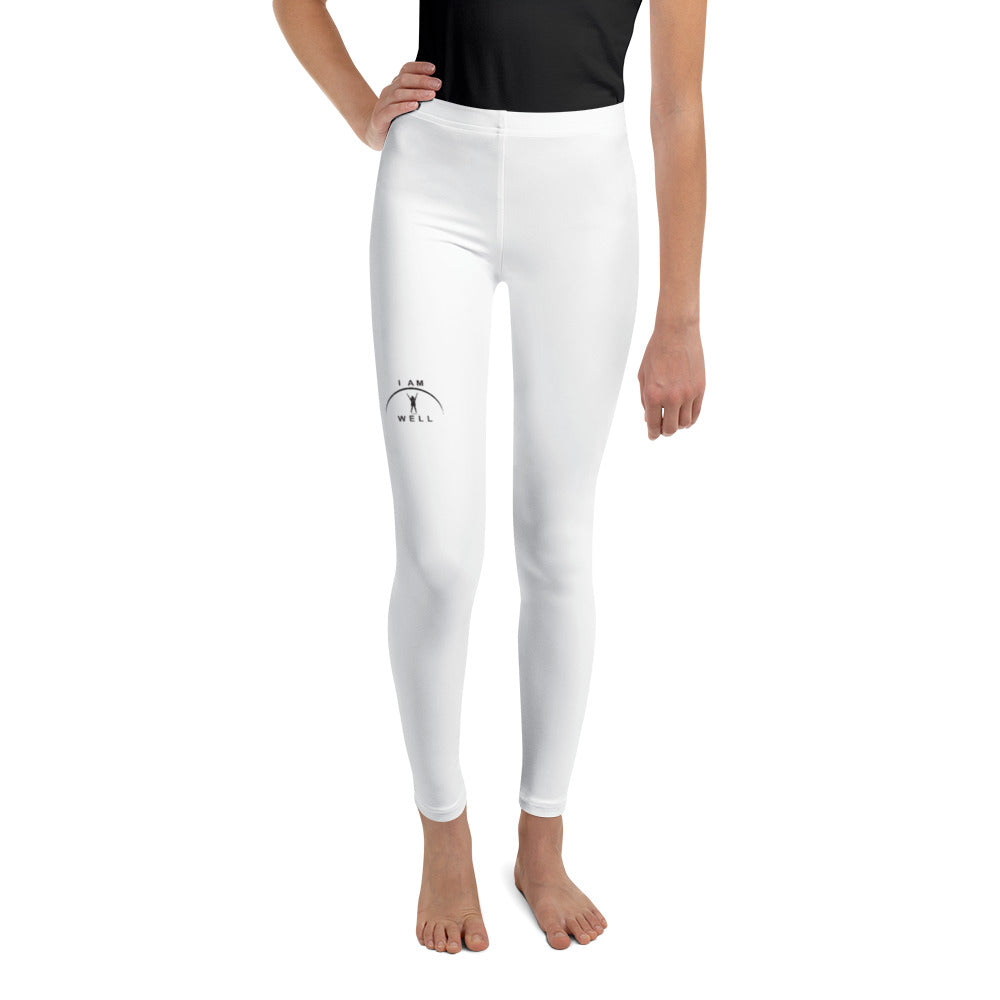 I AM WELL Young Ladies' Leggings White w/ Black Logo