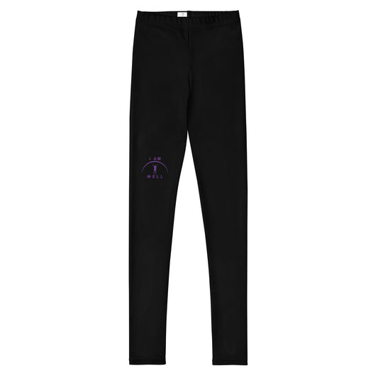 I AM WELL Young Ladies' Leggings Black w/ Purple Logo