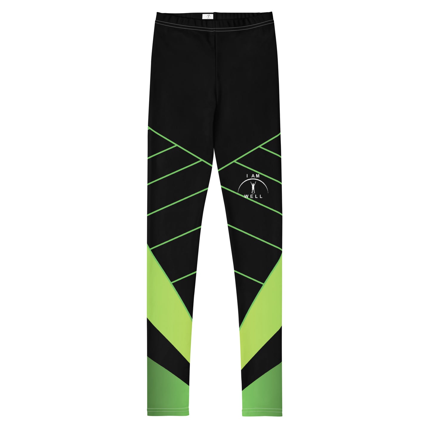 I AM WELL Young Men's Leggings Green and Black w/ White Logo