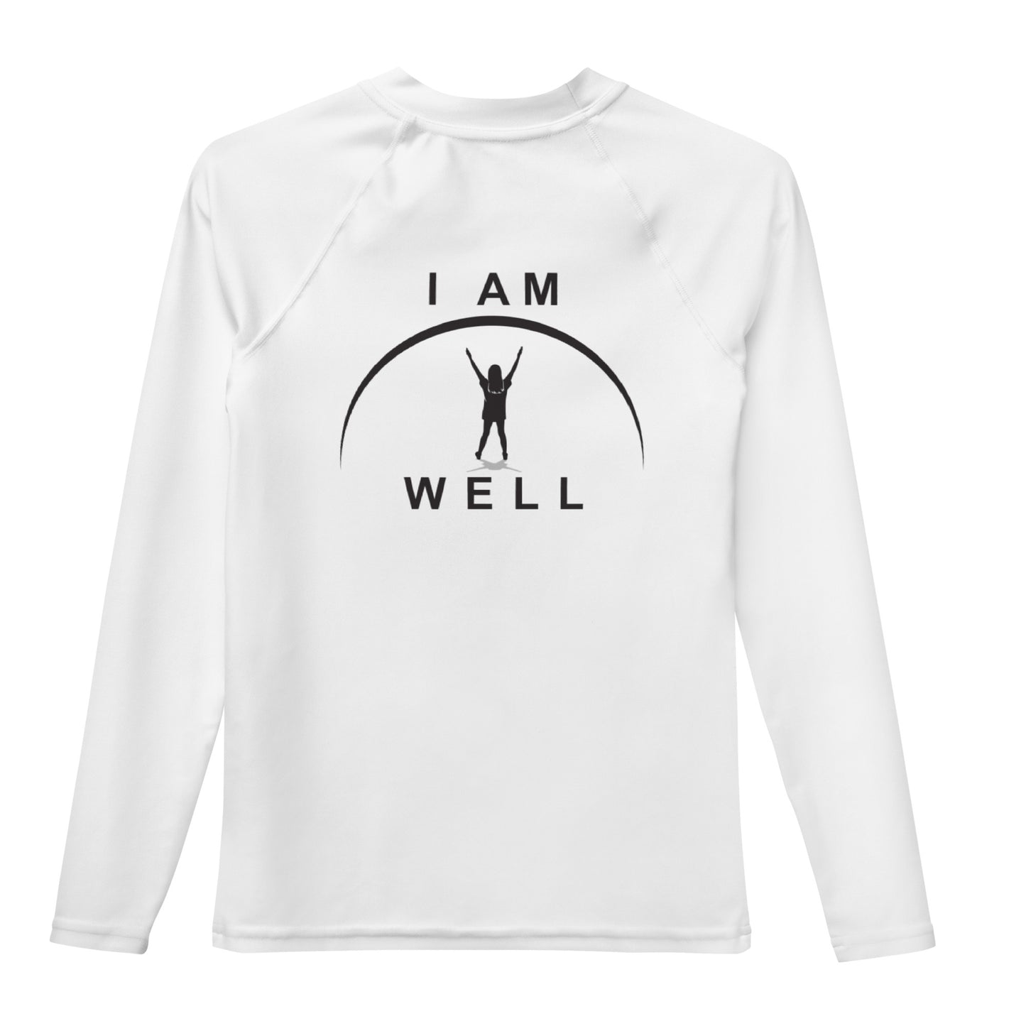 I AM WELL Young Ladies' Rash Guard White w/ Black Logo