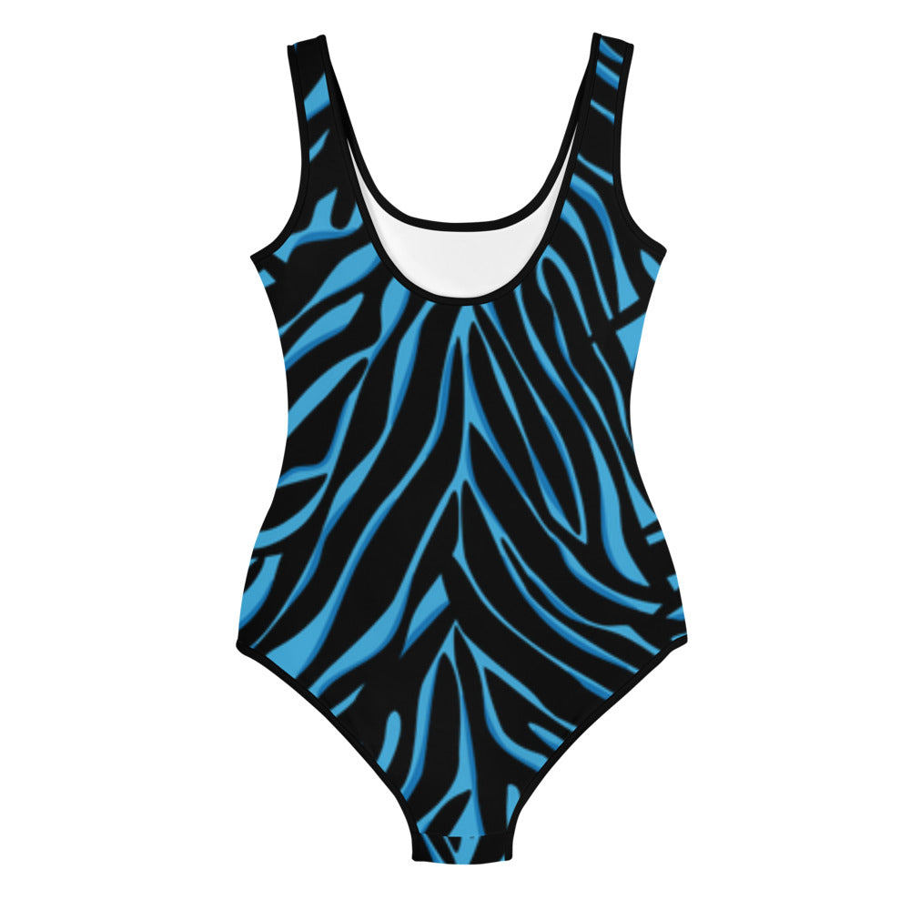 I AM WELL Young Ladies' One-Piece Swimsuit Blue and Black