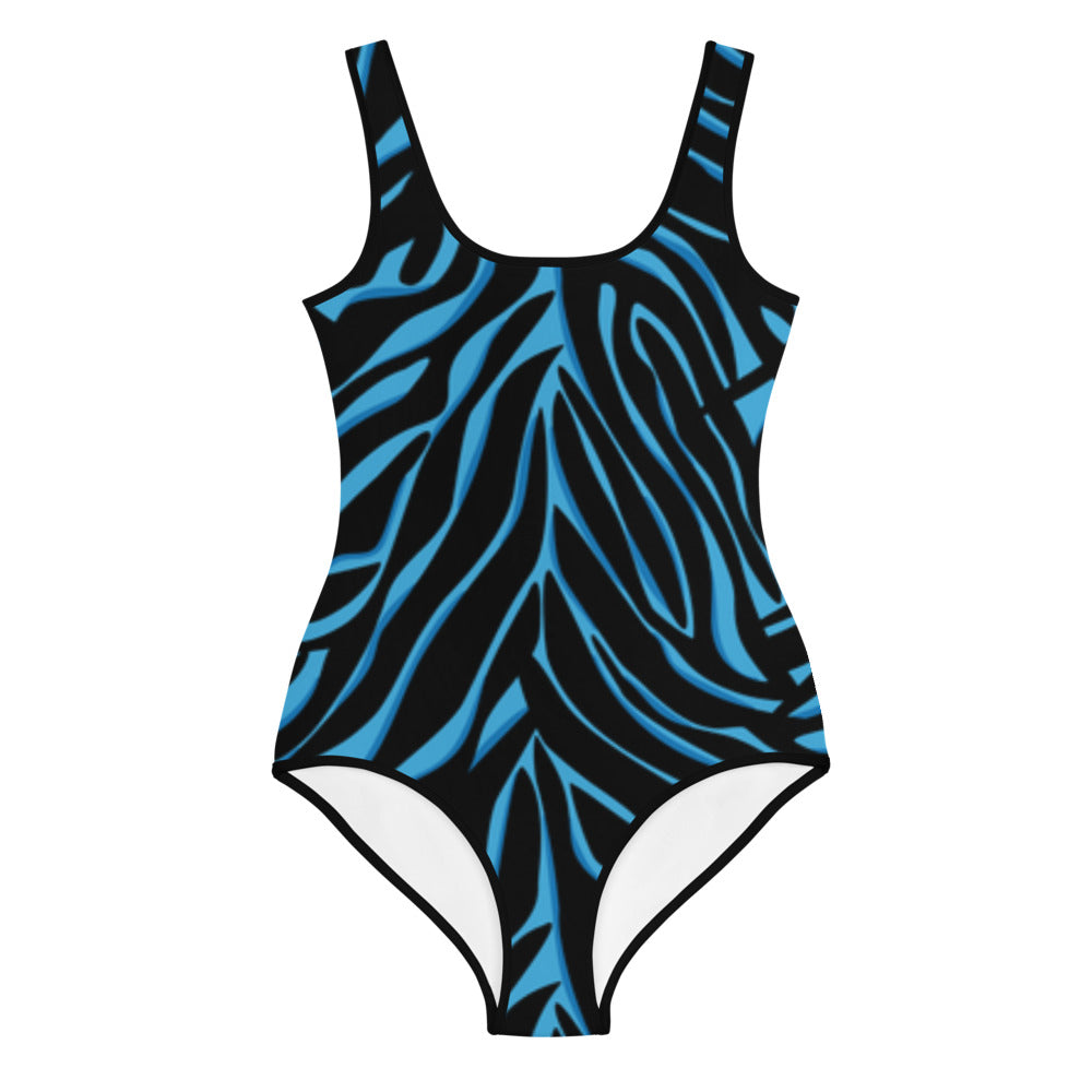 I AM WELL Young Ladies' One-Piece Swimsuit Blue and Black