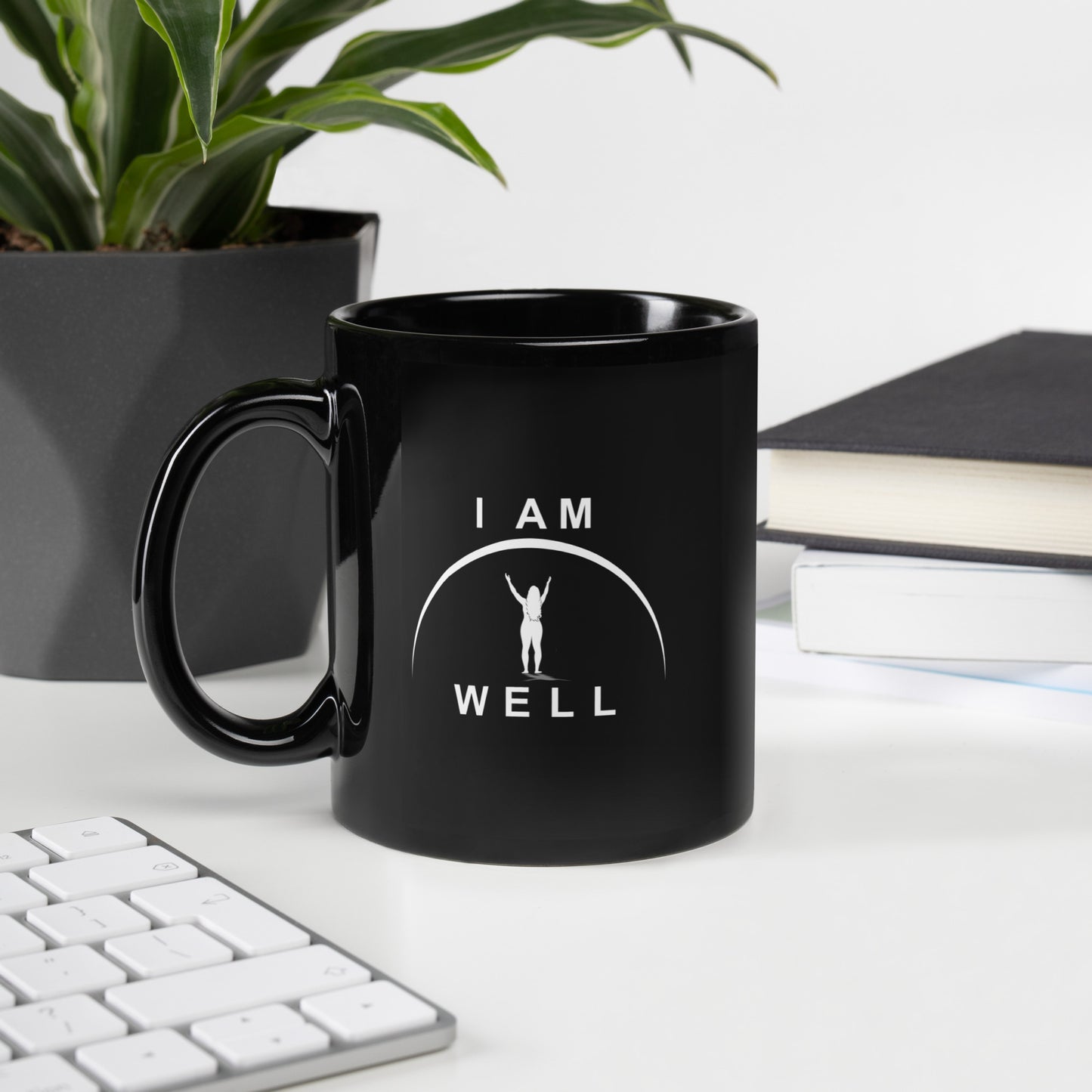 I AM WELL Women's Black Glossy Mug w/ White Logo