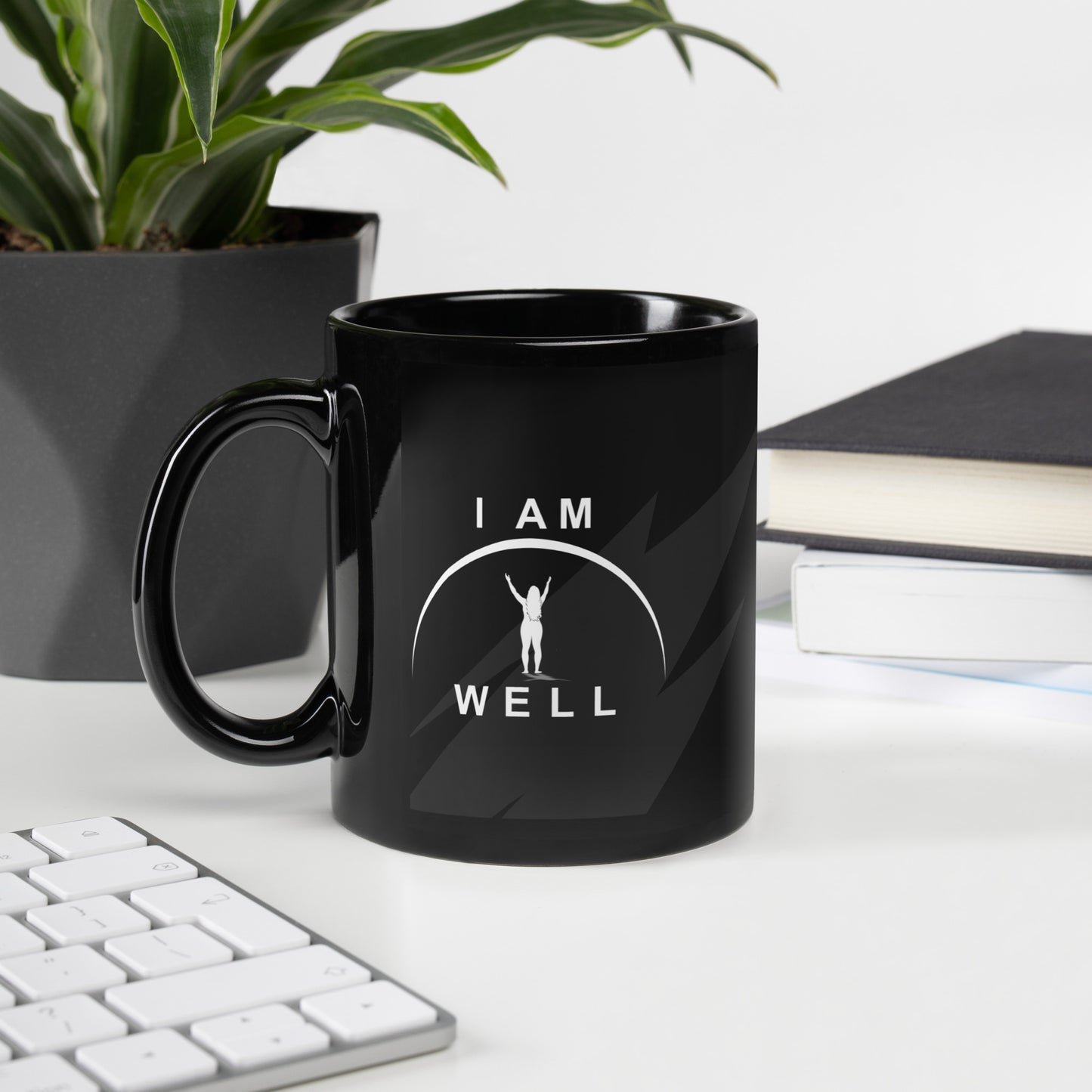 I AM WELL Women's Black Geometric Mug w/ White Logo