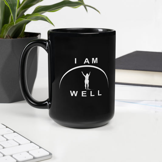 I AM WELL Women's Black Glossy Mug w/ White Logo