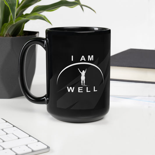 I AM WELL Women's Black Geometric Mug w/ White Logo