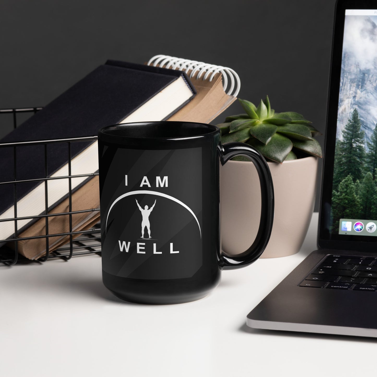 I AM WELL Men's Black Geometric Mug w/ White Logo