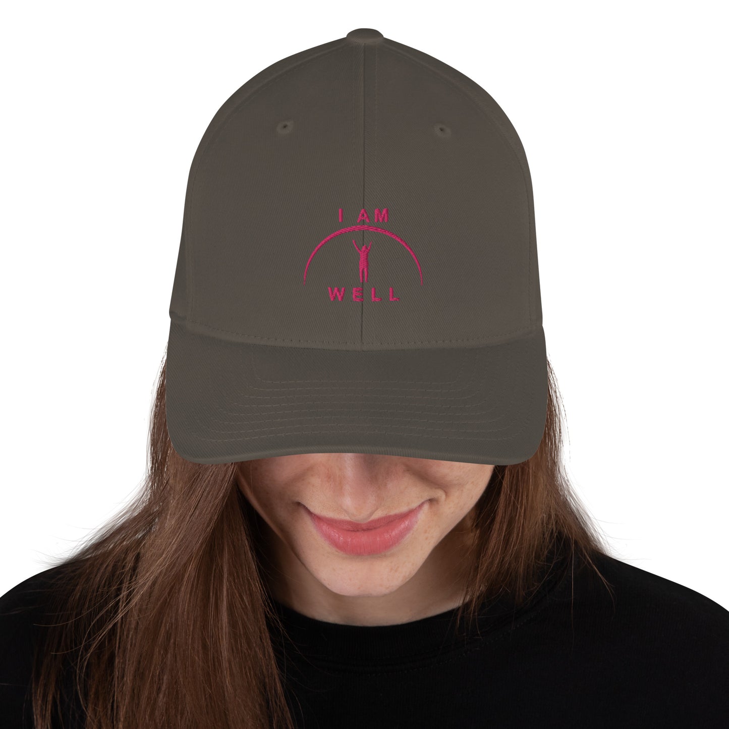 I AM WELL Women's Structured Twill Cap - Pink Embroidered Logo (multiple color options)