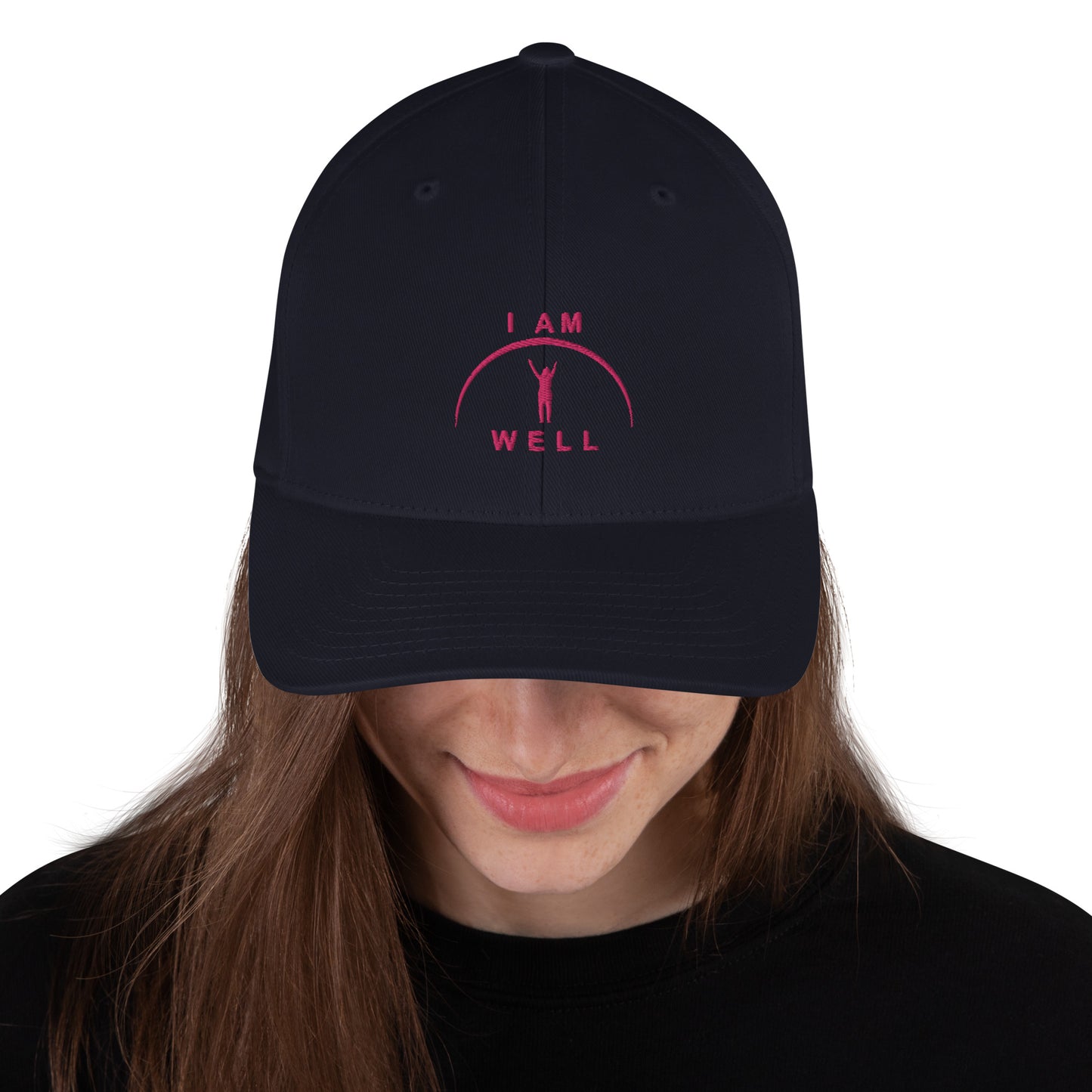 I AM WELL Women's Structured Twill Cap - Pink Embroidered Logo (multiple color options)