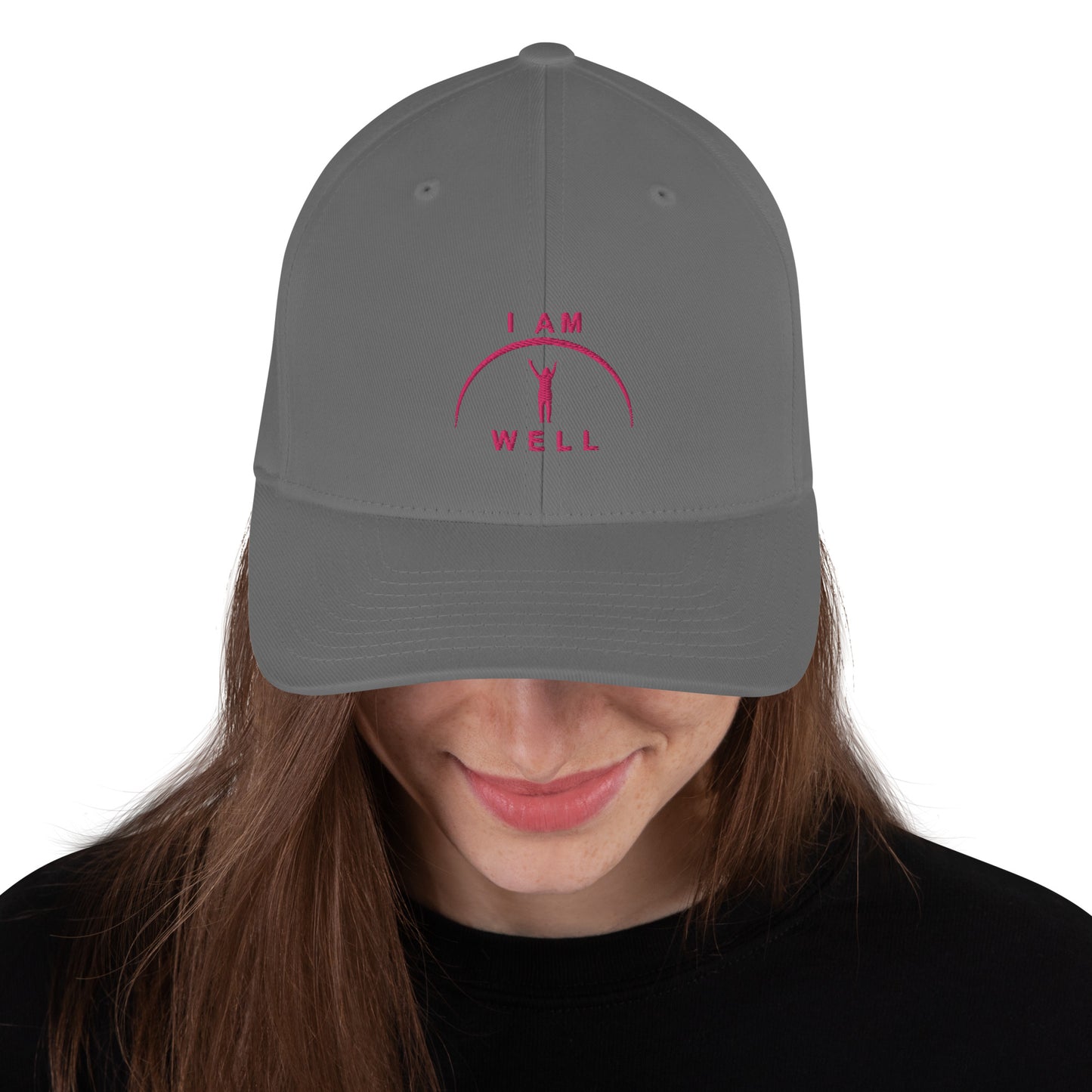 I AM WELL Women's Structured Twill Cap - Pink Embroidered Logo (multiple color options)