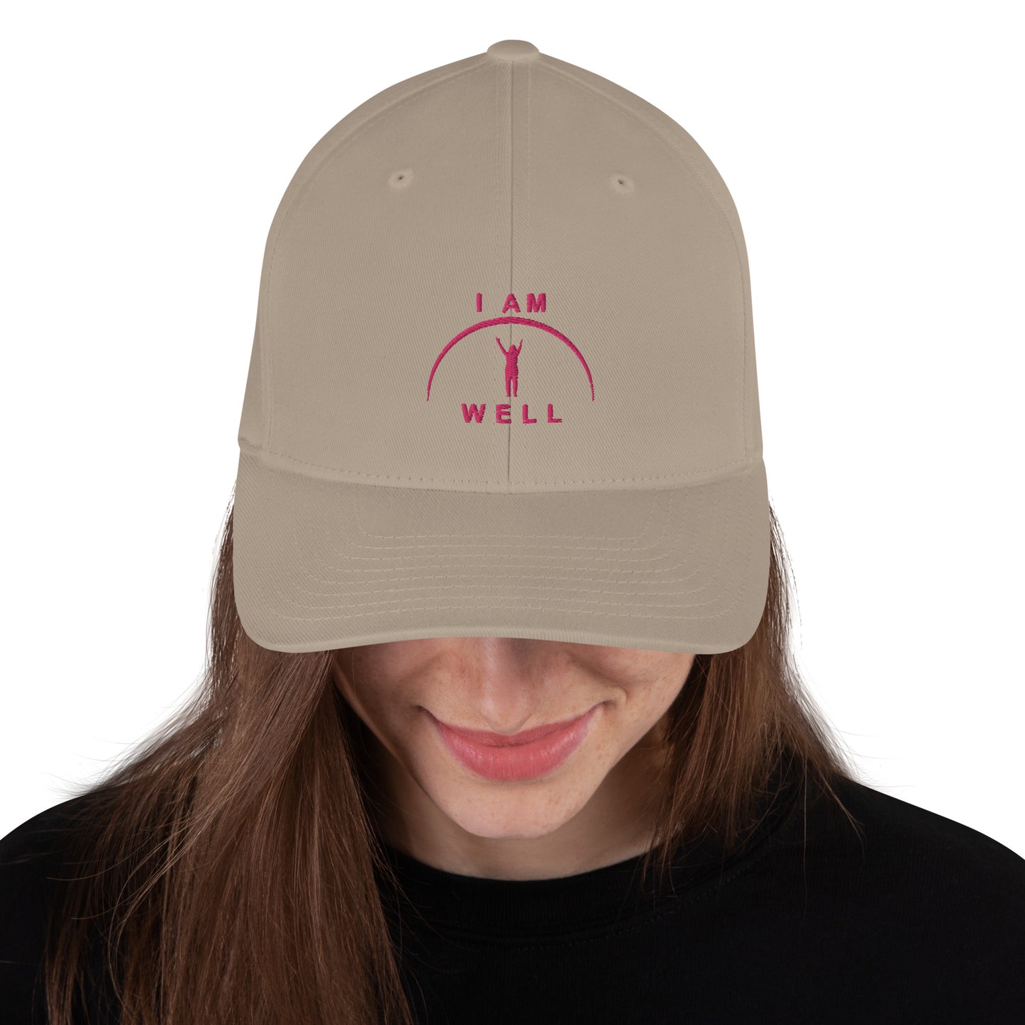 I AM WELL Women's Structured Twill Cap - Pink Embroidered Logo (multiple color options)