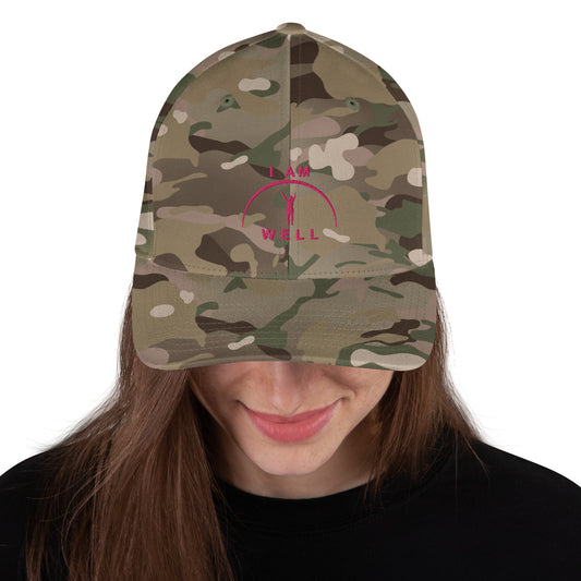 I AM WELL Women's Structured Twill Cap - Pink Embroidered Logo (multiple color options)