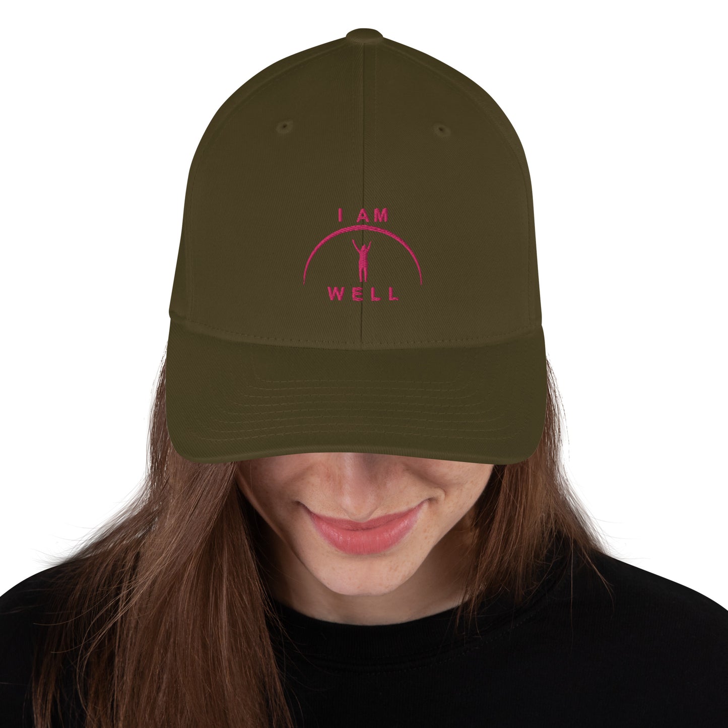 I AM WELL Women's Structured Twill Cap - Pink Embroidered Logo (multiple color options)