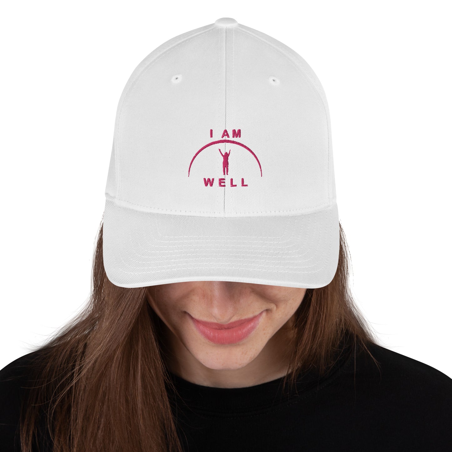 I AM WELL Women's Structured Twill Cap - Pink Embroidered Logo (multiple color options)