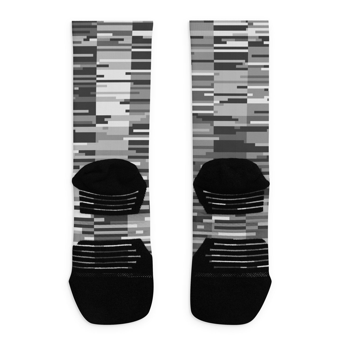 I AM WELL Men's Athletic Crew Socks - Black Digi Camo w/ Black Logo