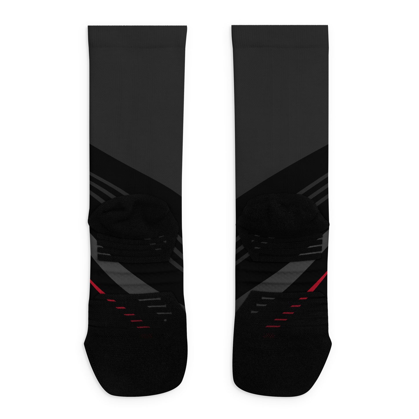 I AM WELL Men's Athletic Crew Socks - Black and Red Bolt w/ Grey Logo