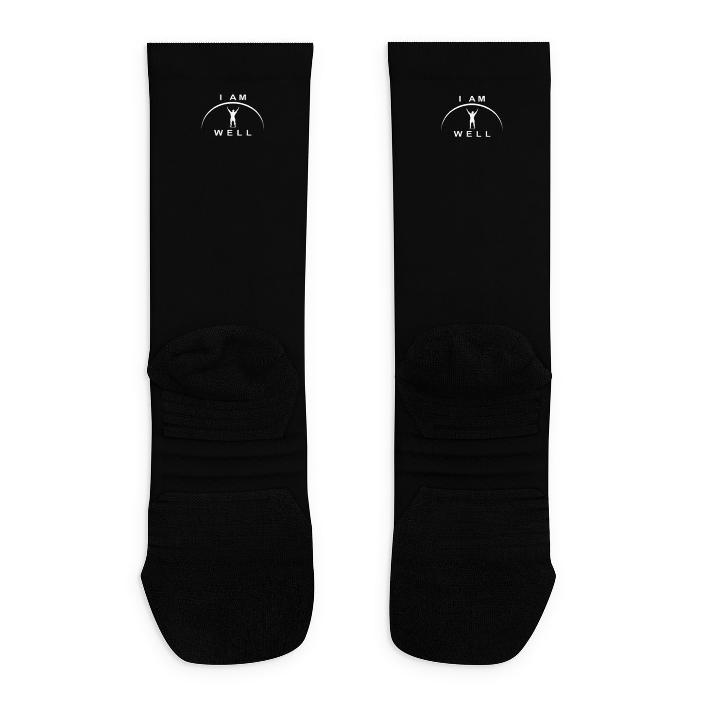 I AM WELL Men's Athletic Crew Socks - Ninja Black w/ White Logo