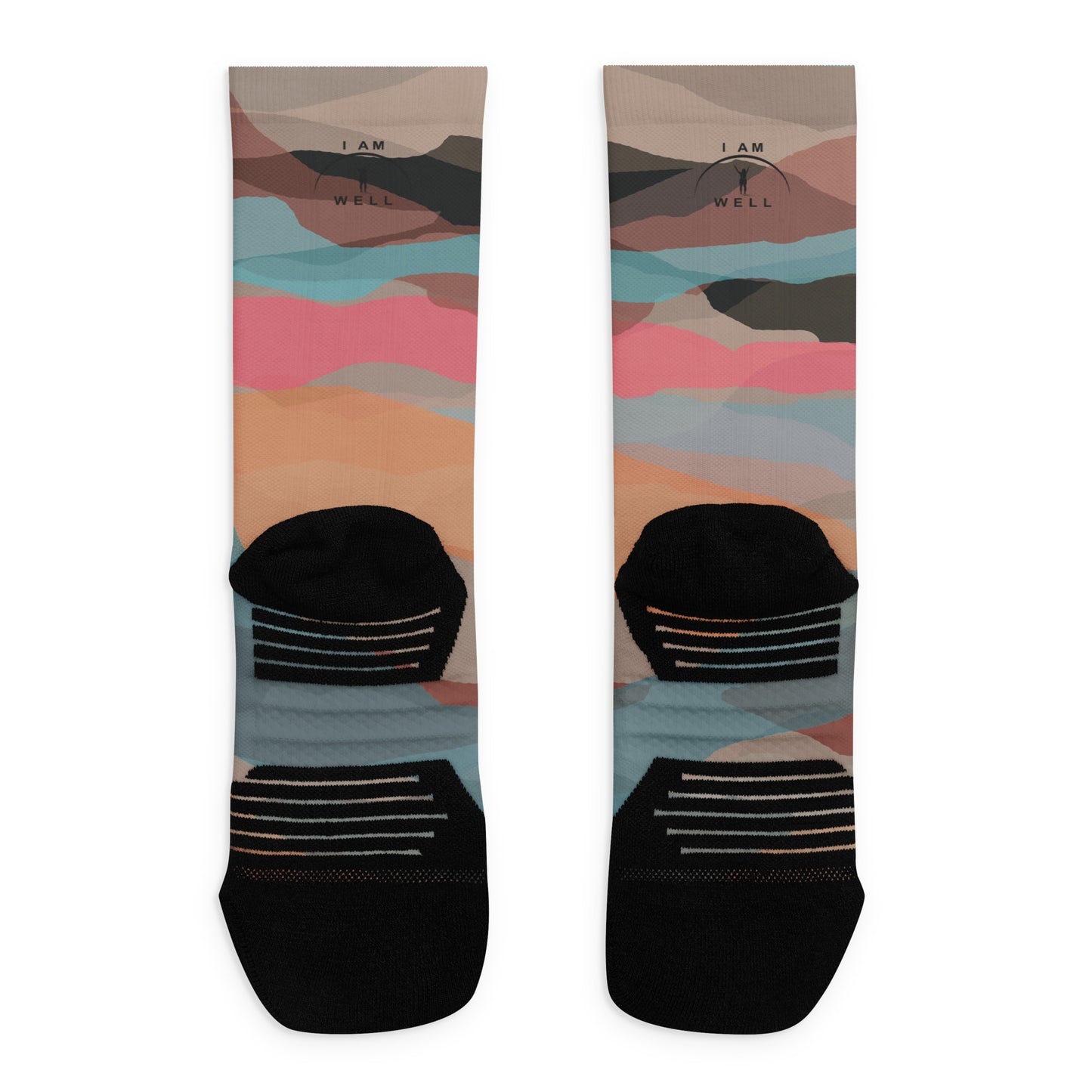 I AM WELL Women's Crew Socks Multi Color w/ Black Logo