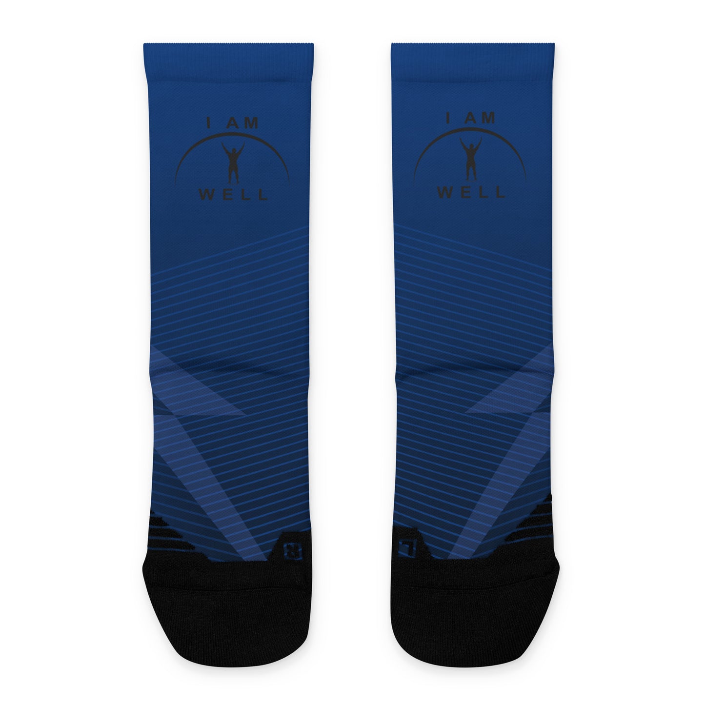 I AM WELL Men's Athletic Crew Socks - Blue Bolt w/ Black Logo