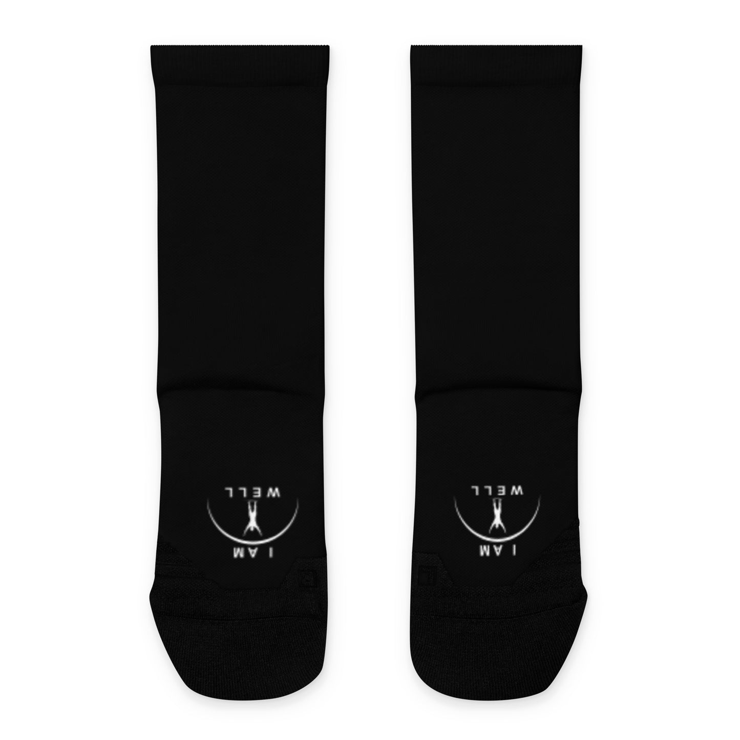 I AM WELL Men's Athletic Crew Socks - Ninja Black w/ White Logo