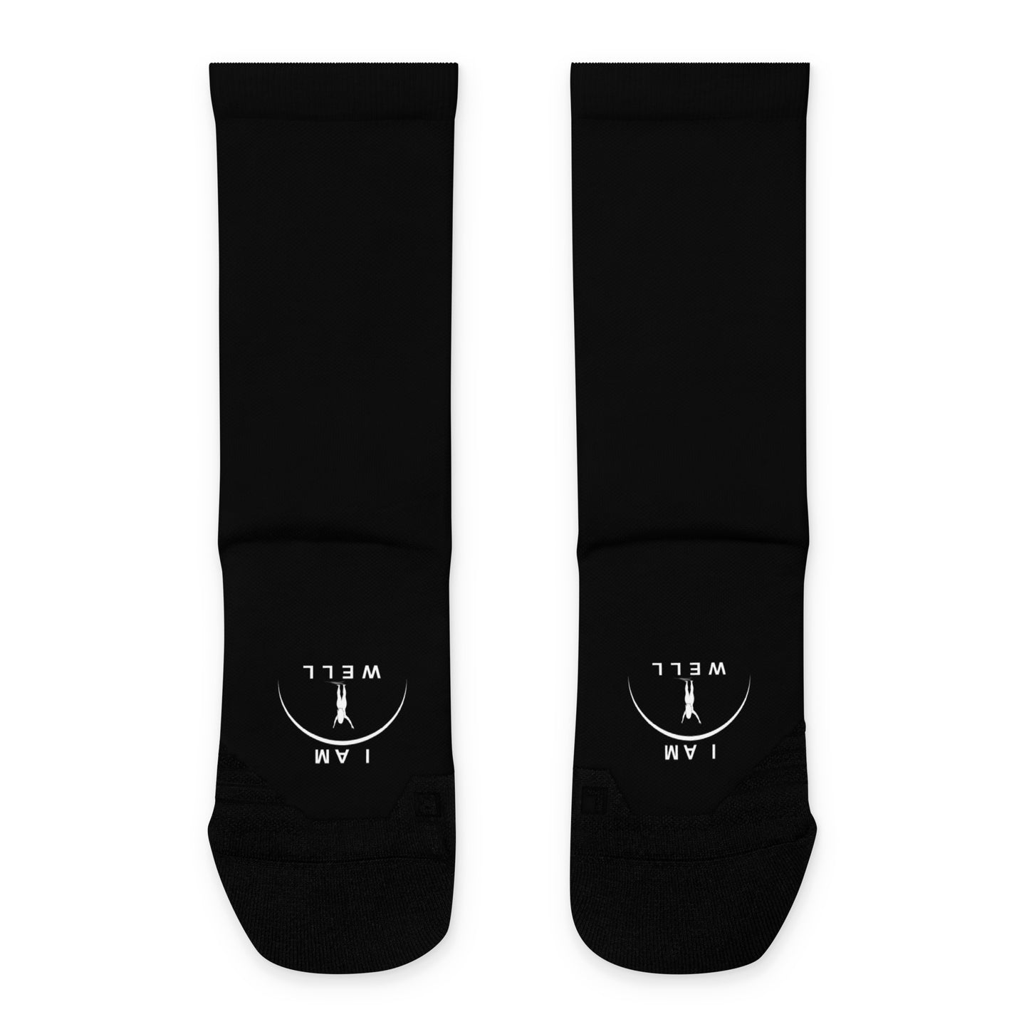 I AM WELL Women's Crew Socks Black w/ White Logo