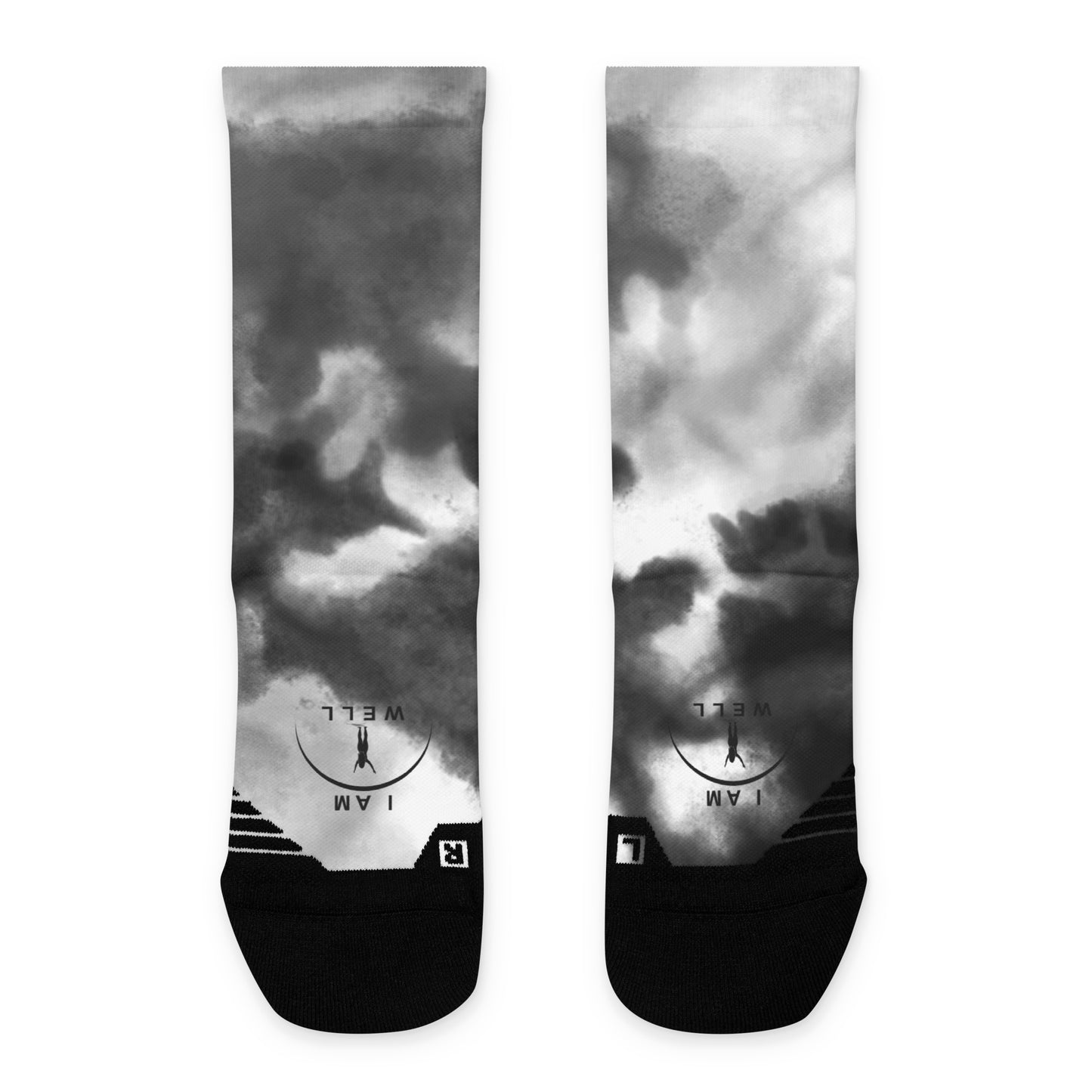 I AM WELL Women's Crew Socks Smoke w/ Black Logo