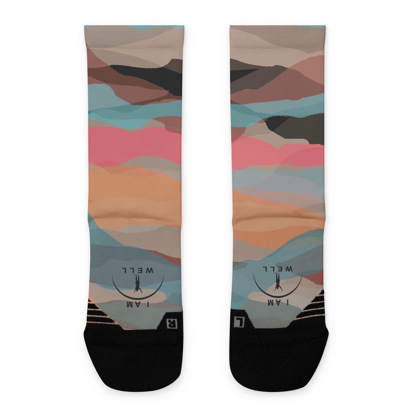 I AM WELL Women's Crew Socks Multi Color w/ Black Logo