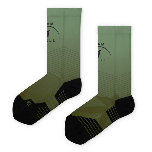 I AM WELL Men's Athletic Crew Socks - Green Bolt w/ Black Logo