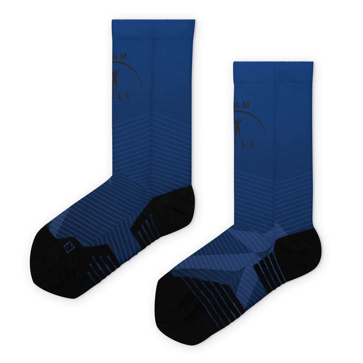 I AM WELL Men's Athletic Crew Socks - Blue Bolt w/ Black Logo