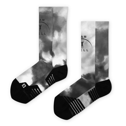 I AM WELL Men's Athletic Crew Socks - Dark Clouds w/ Black Logo