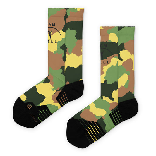 I AM WELL Men's Athletic Crew Socks - Jungle Camo w/ Black Logo