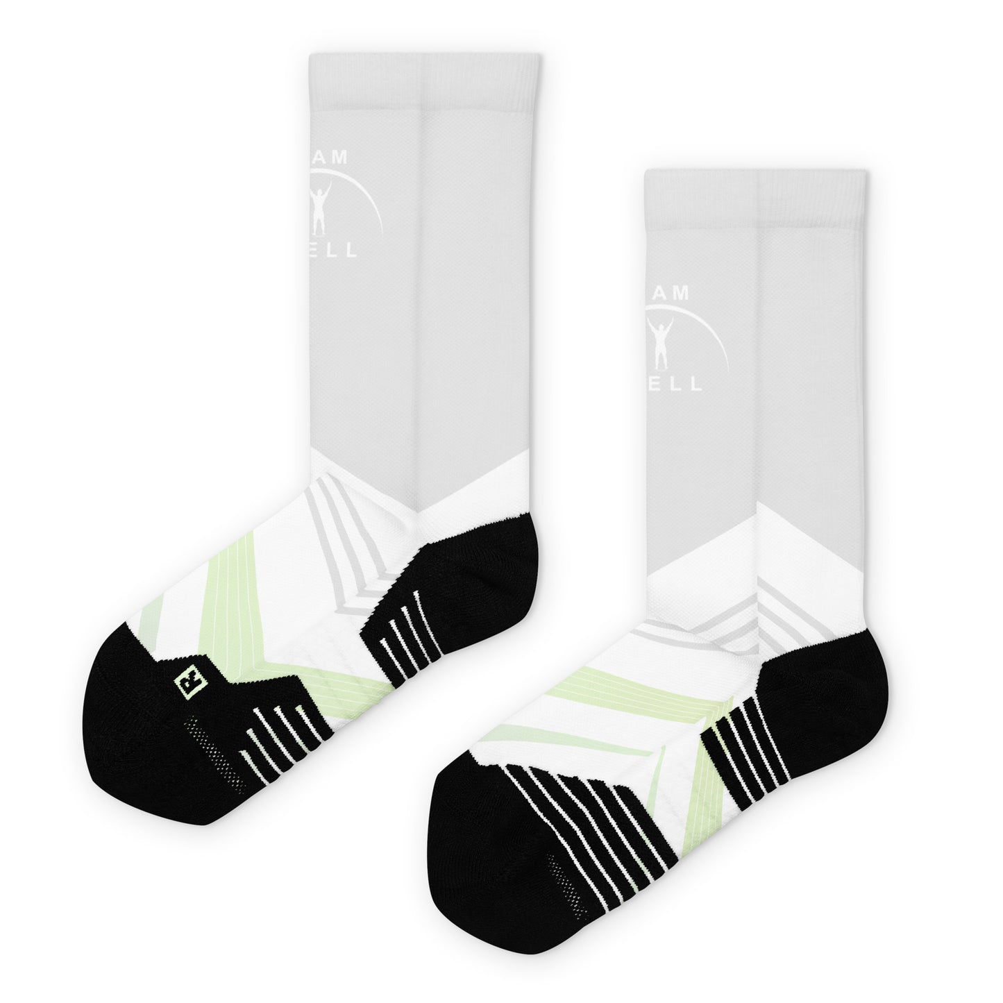 I AM WELL Men's Athletic Crew Socks - Grey Kiwi Bolt w/ White Logo