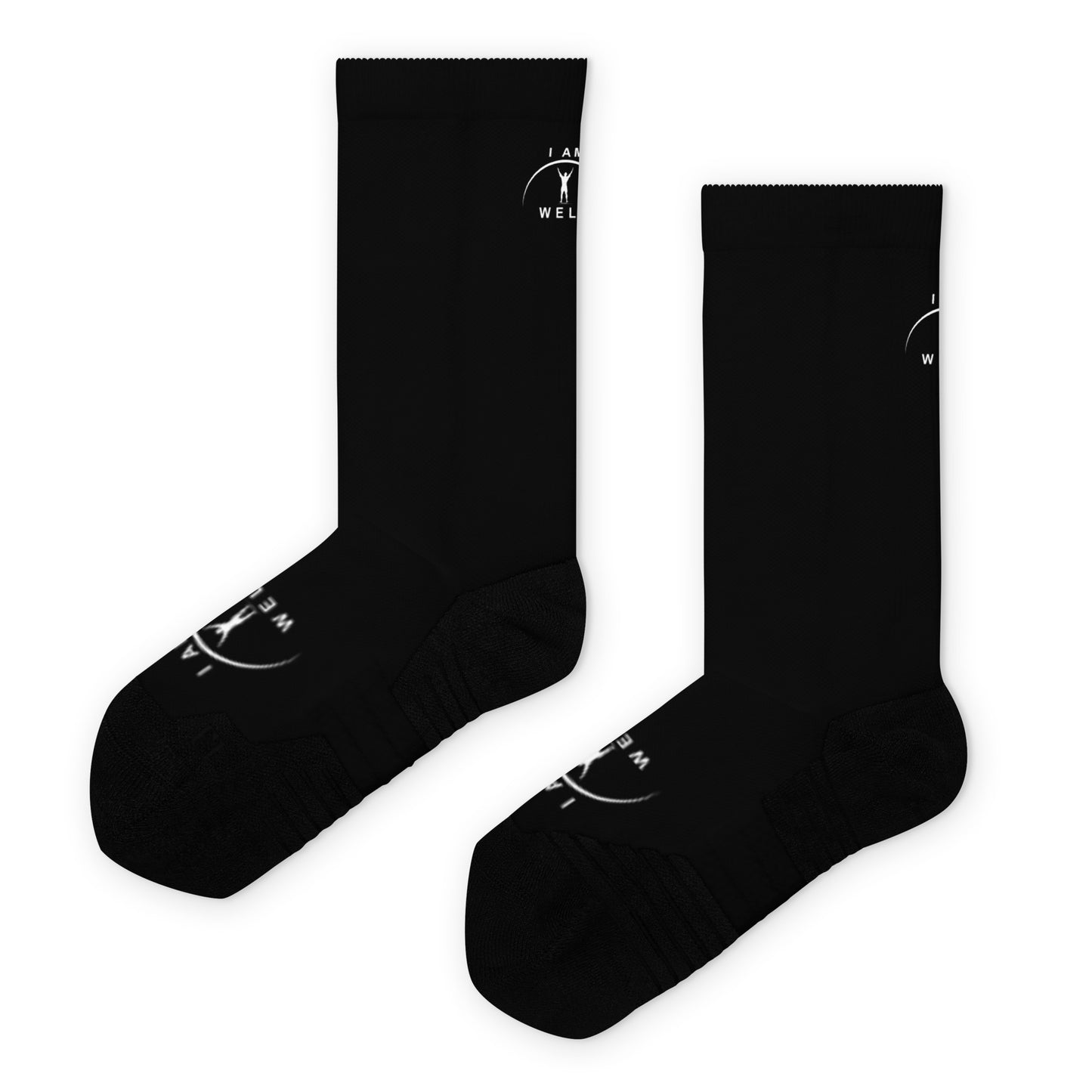 I AM WELL Men's Athletic Crew Socks - Ninja Black w/ White Logo