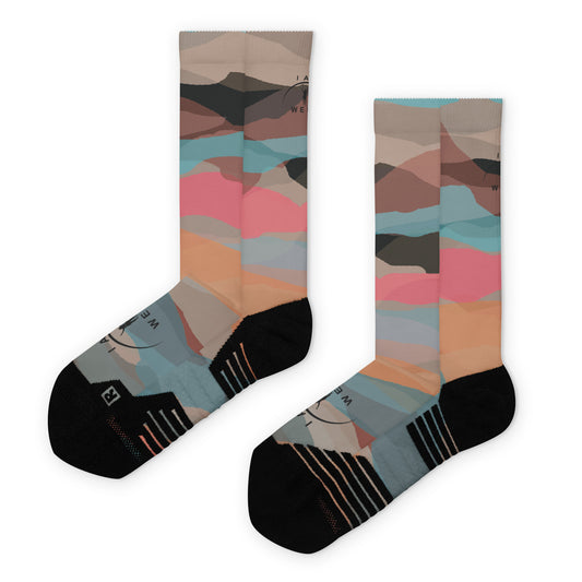 I AM WELL Women's Crew Socks Multi Color w/ Black Logo