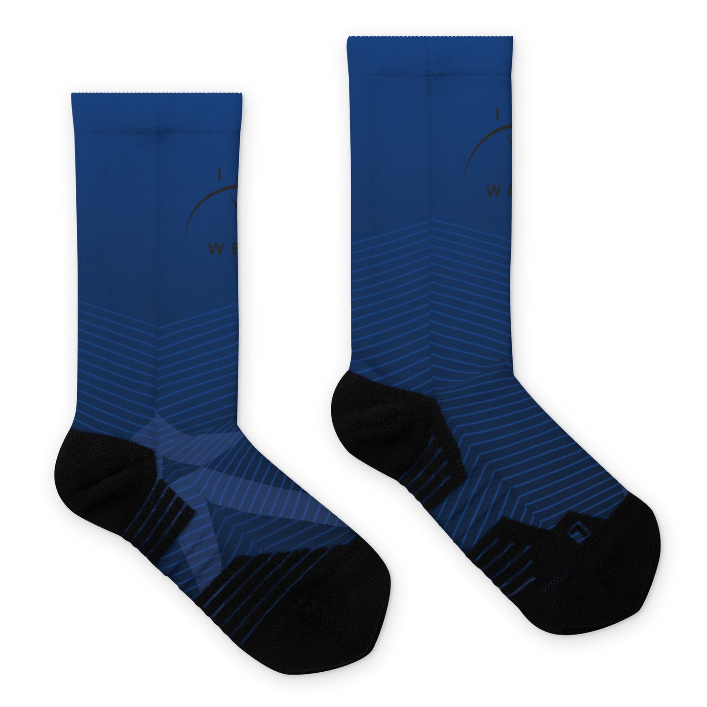 I AM WELL Men's Athletic Crew Socks - Blue Bolt w/ Black Logo