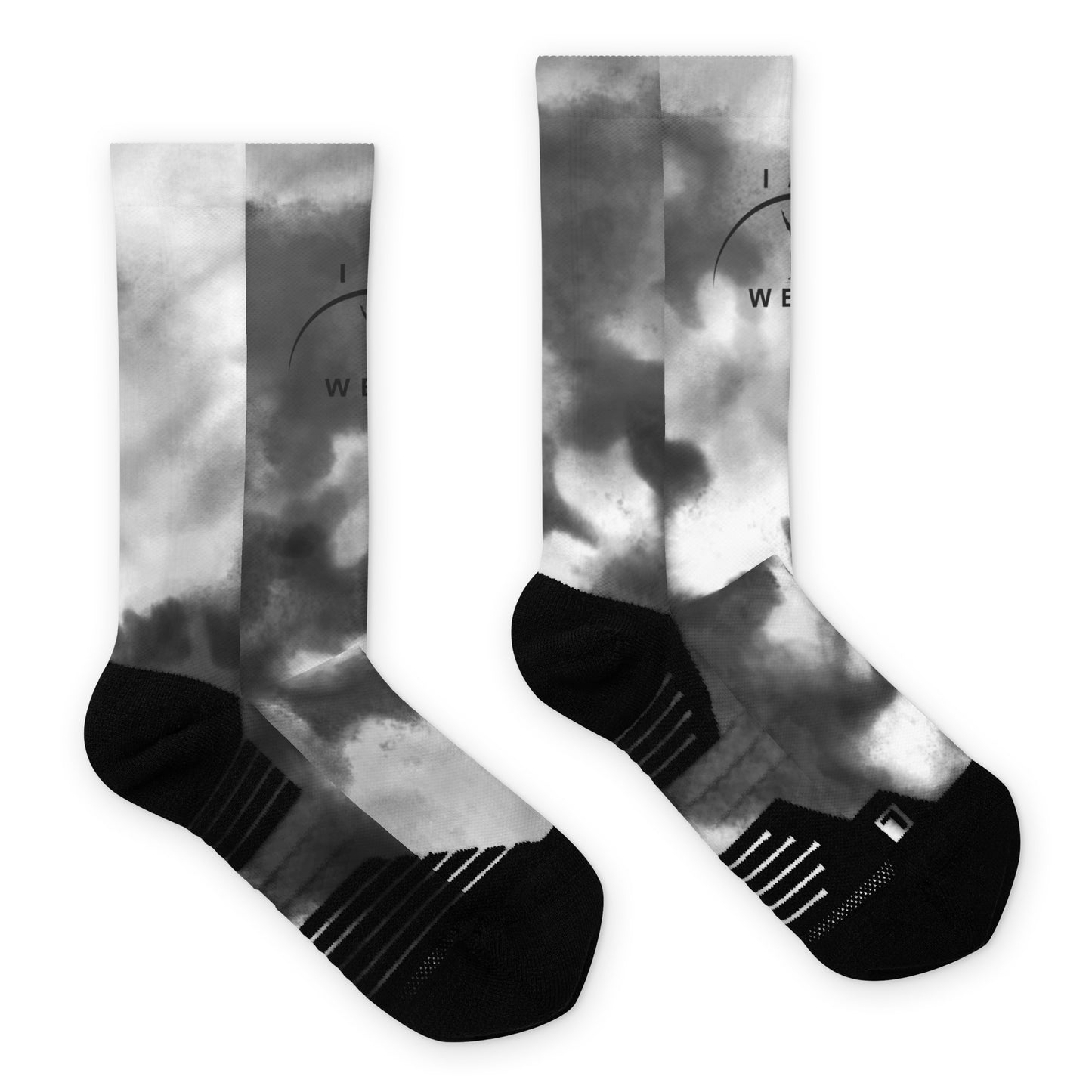 I AM WELL Men's Athletic Crew Socks - Dark Clouds w/ Black Logo