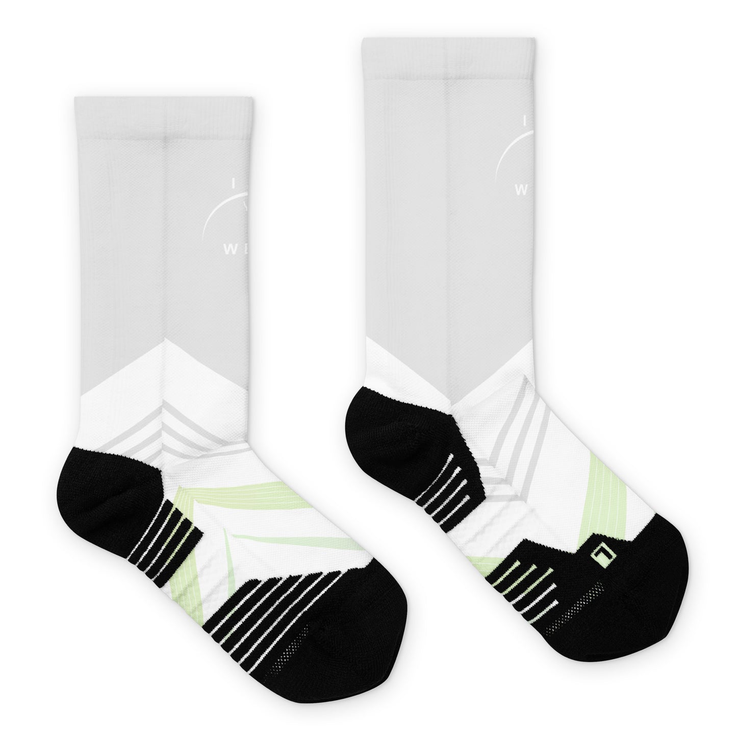 I AM WELL Men's Athletic Crew Socks - Grey Kiwi Bolt w/ White Logo