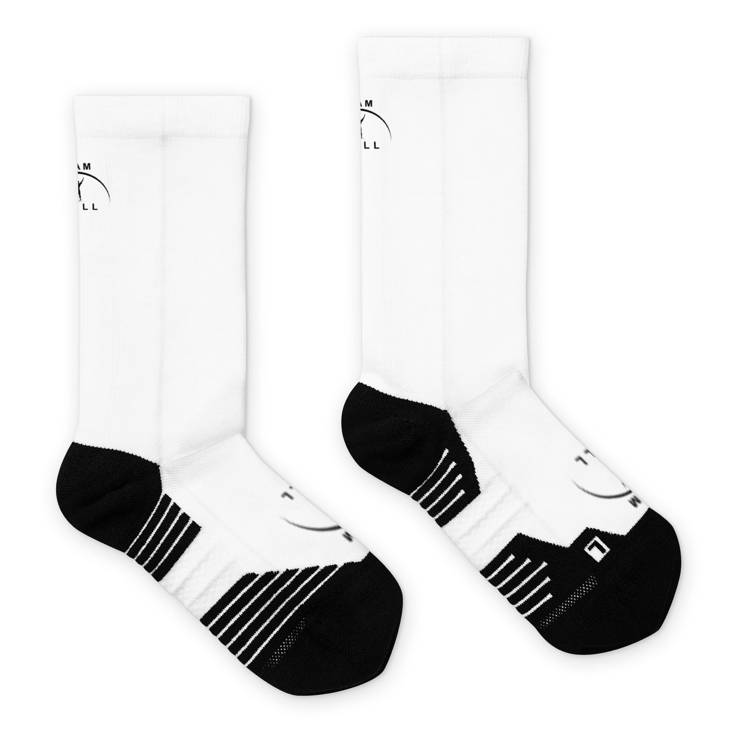 I AM WELL Men's Athletic Crew Socks - Ninja White w/ Black Logo