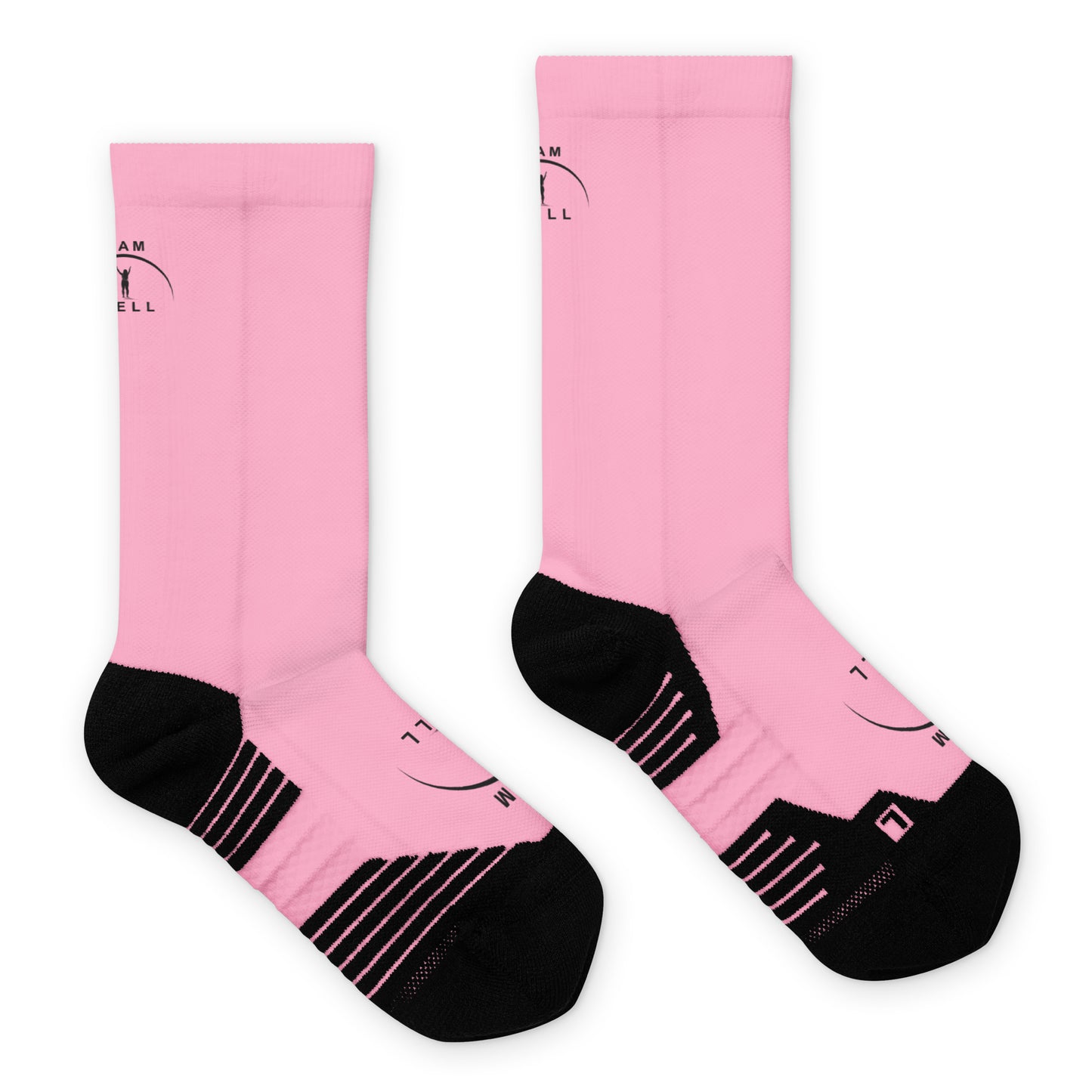 I AM WELL Women's Crew Socks Pink w/ Black Logo