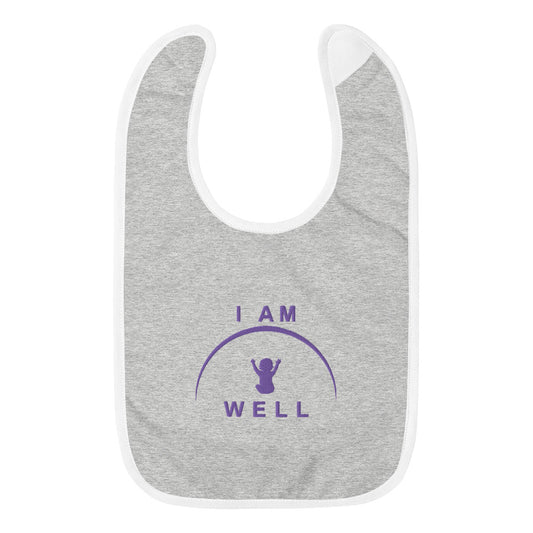 I AM WELL Embroidered Baby Bibs - Purple Logo (multiple color options)