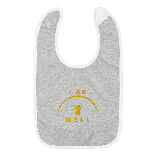 I AM WELL Embroidered Baby Bibs - Yellow Logo (multiple color options)