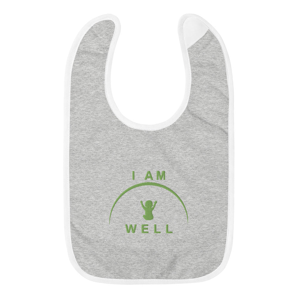 I AM WELL Embroidered Baby Bibs - Green Logo (multiple color options)