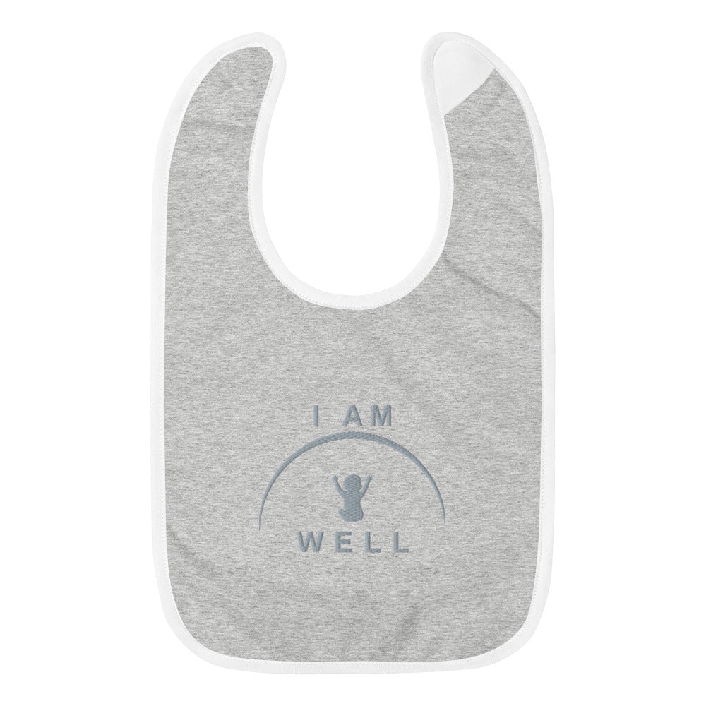 I AM WELL Embroidered Baby Bibs - Grey Logo (multiple color options)