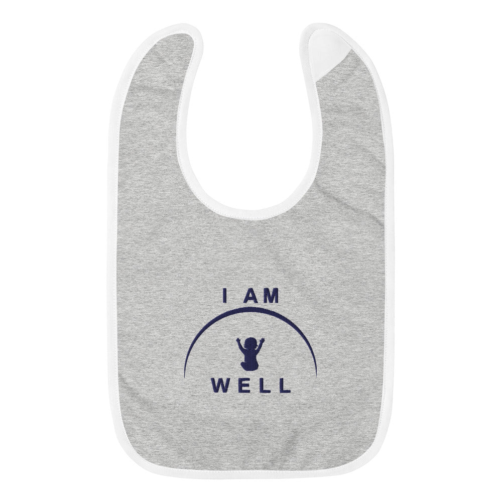 I AM WELL Embroidered Baby Bibs - Navy Blue (multiple color options)