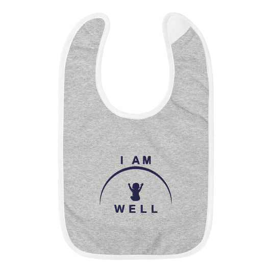 I AM WELL Embroidered Baby Bibs - Navy Blue (multiple color options)