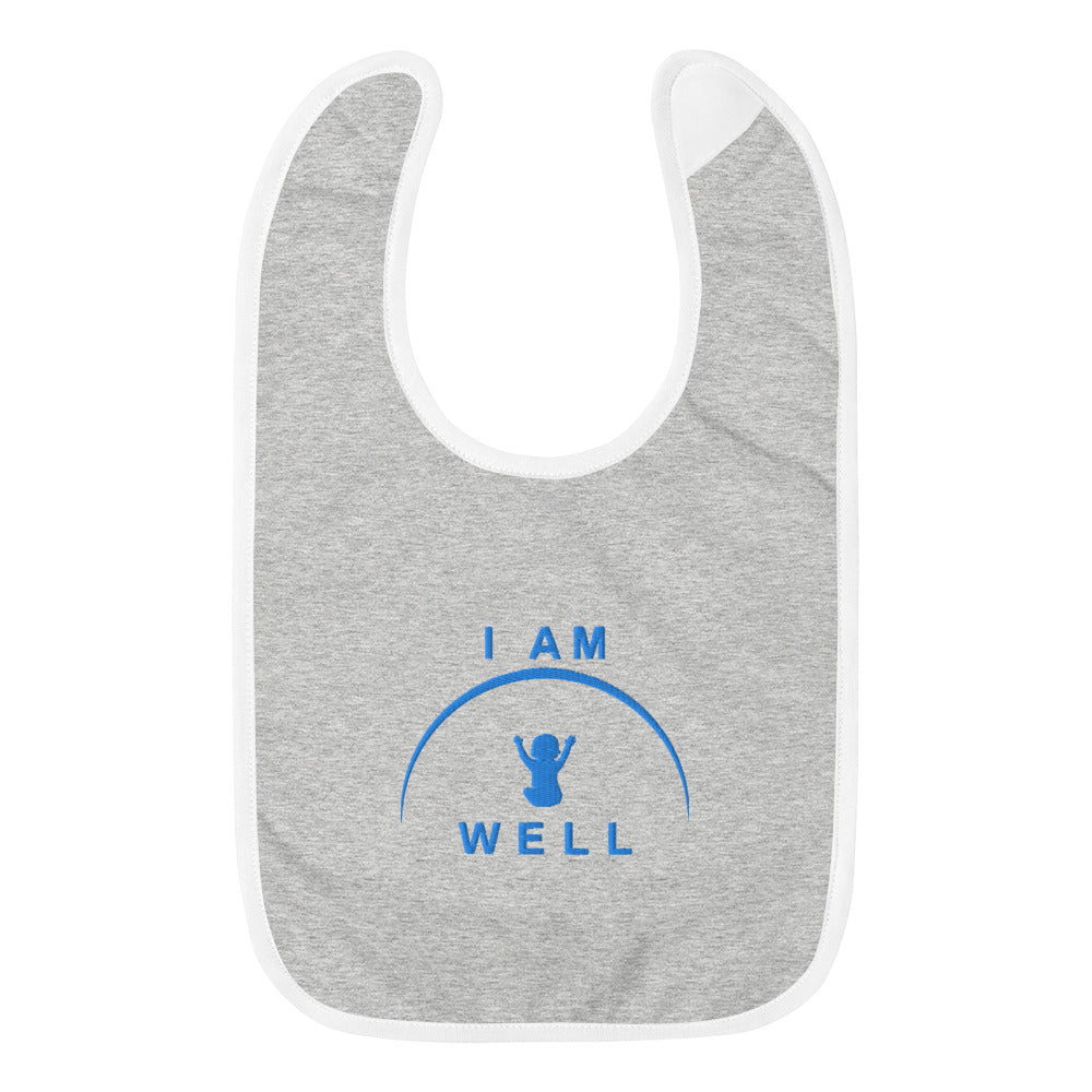 I AM WELL Embroidered Baby Bibs - Baby Blue Logo (multiple color options)