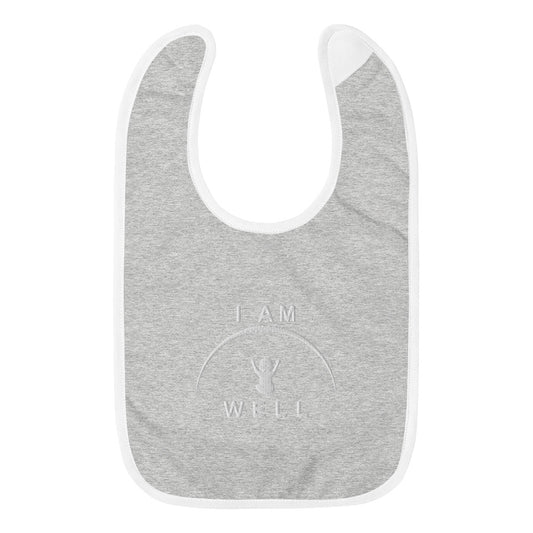 I AM WELL Embroidered Baby Bibs - White Logo (multiple color options)